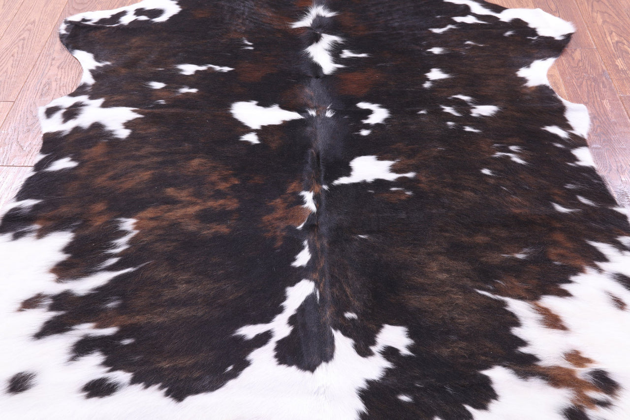 Brown & White Natural Cowhide Rug - Small 6'2"H x 4'10"W