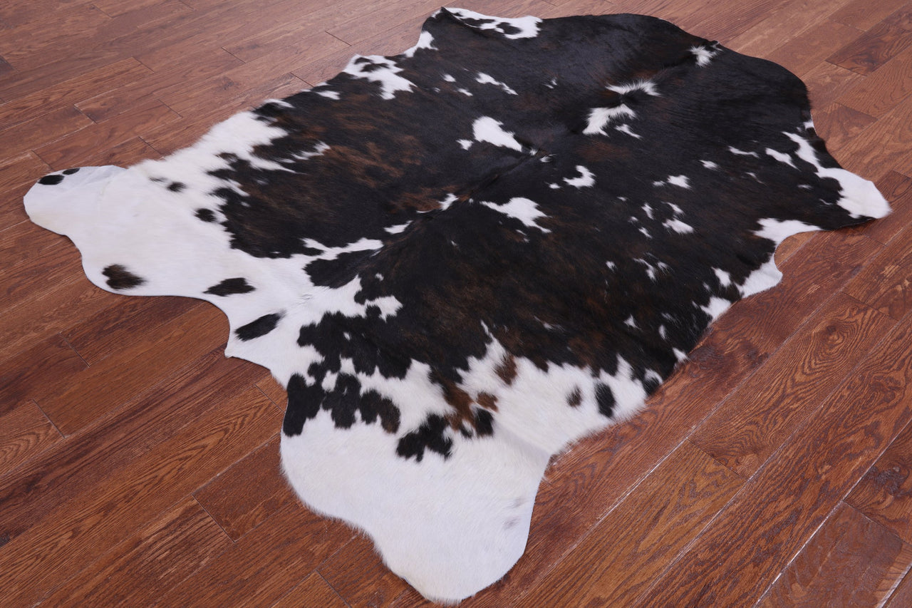 Brown & White Natural Cowhide Rug - Small 6'2"H x 4'10"W