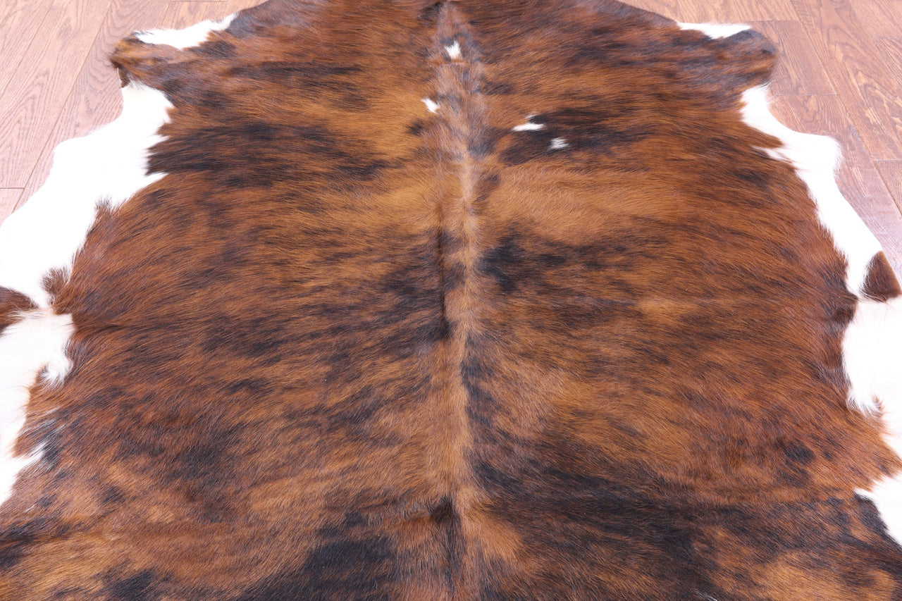 Brindle Tricolor Natural Cowhide Rug - Small 6'0"H x 5'5"W