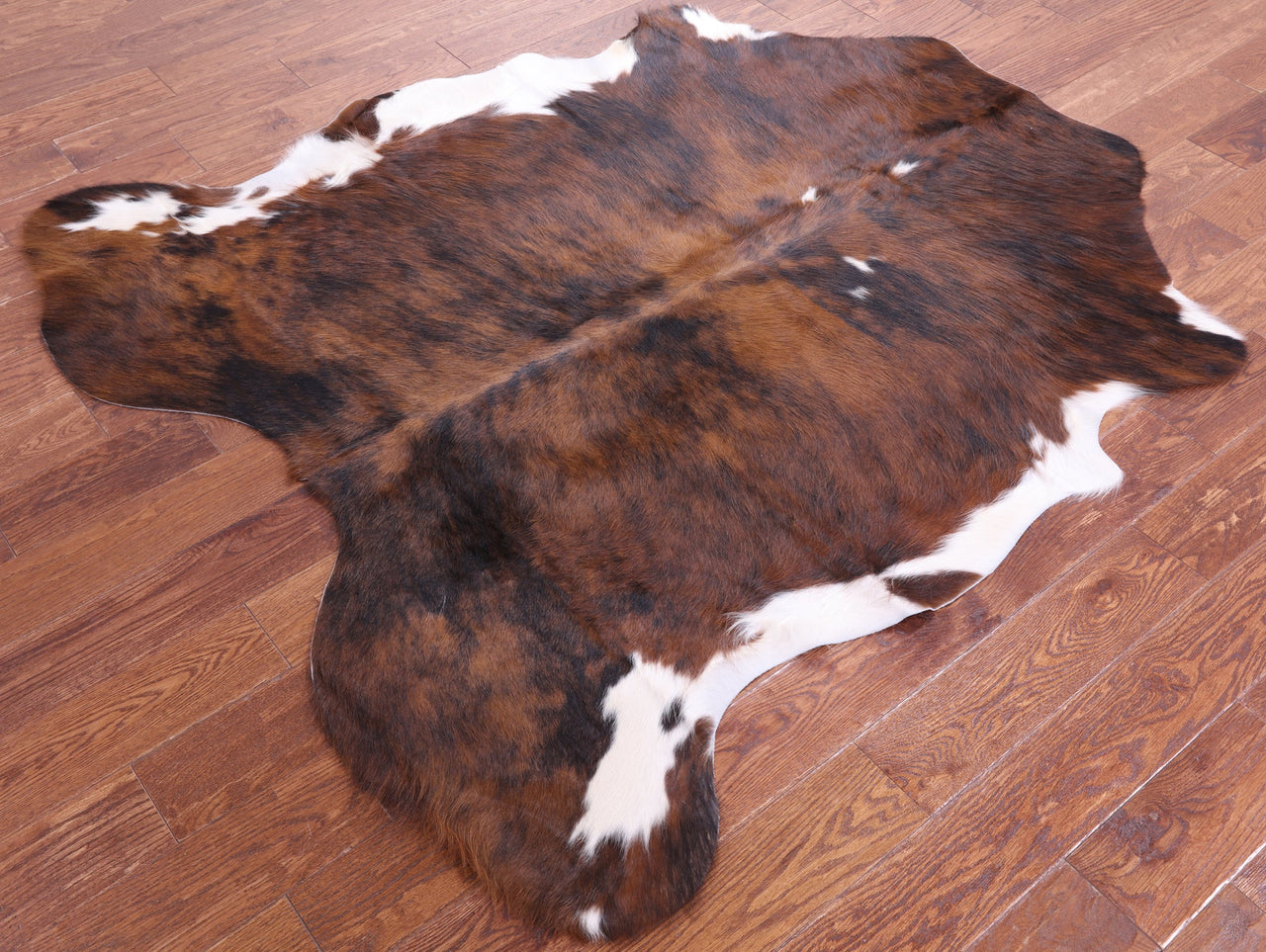 Brindle Tricolor Natural Cowhide Rug - Small 6'0"H x 5'5"W