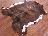 Thumbnail for Brindle Tricolor Natural Cowhide Rug - Small 6'0