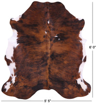 Thumbnail for Brindle Tricolor Natural Cowhide Rug - Small 6'0