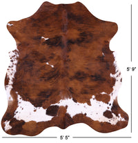Thumbnail for Brindle Brown & White Natural Cowhide Rug - Small 5'9