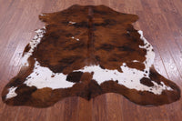 Thumbnail for Brindle Brown & White Natural Cowhide Rug - Small 5'9