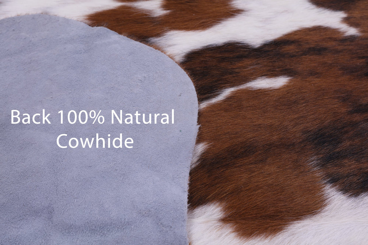 Brown & White Natural Cowhide Rug - XLarge 7'11"H x 6'6"W