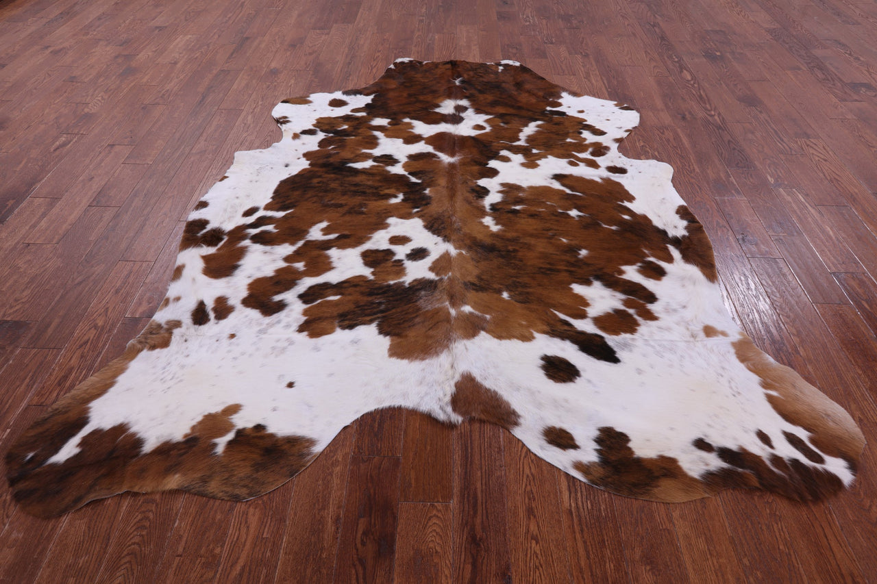 Brown & White Natural Cowhide Rug - XLarge 7'11"H x 6'6"W