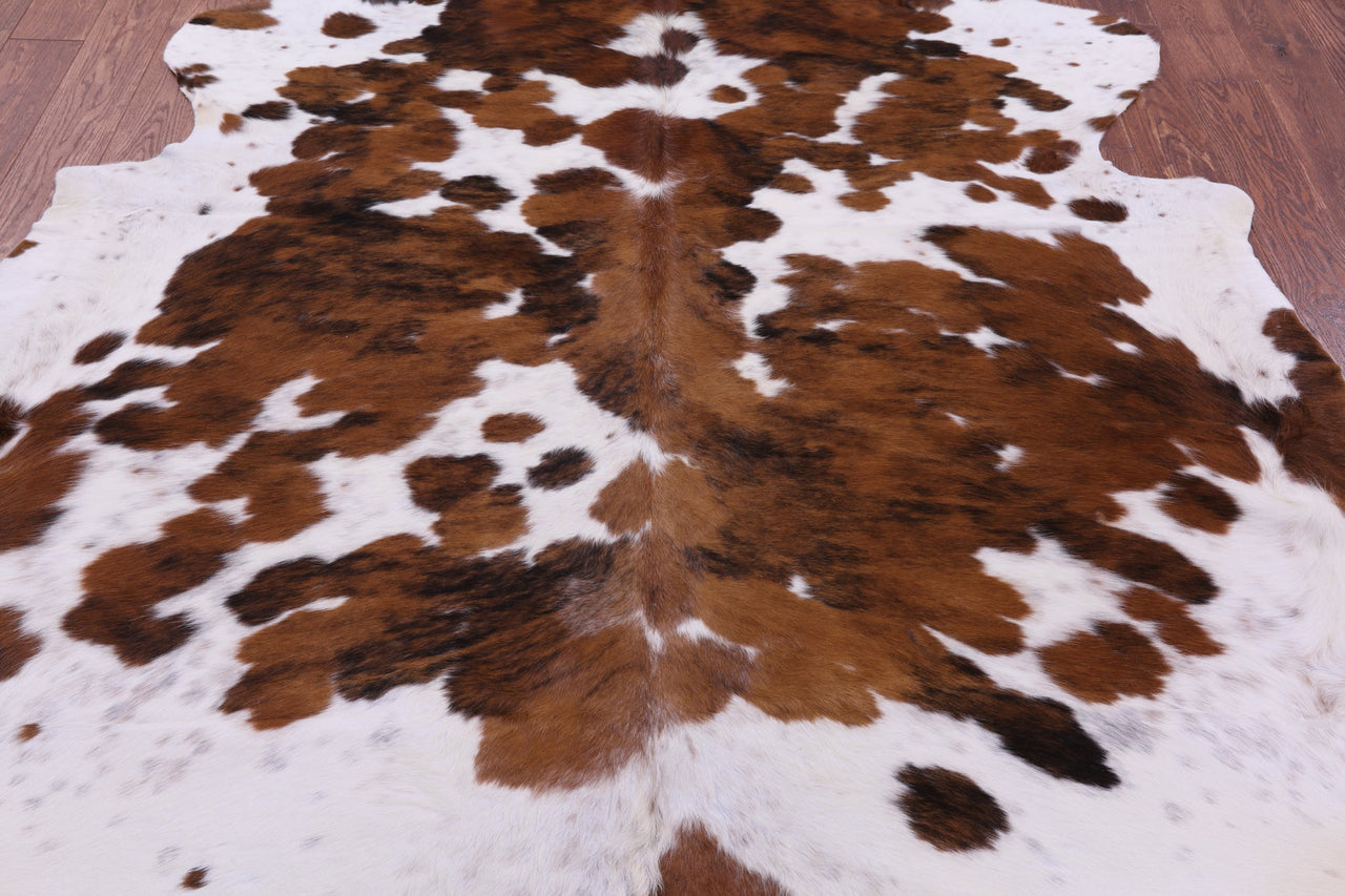 Brown & White Natural Cowhide Rug - XLarge 7'11"H x 6'6"W