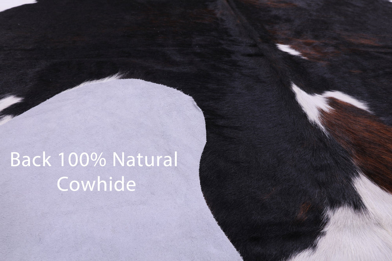 Tricolor Natural Cowhide Rug - XLarge 7'7"H x 5'3"W