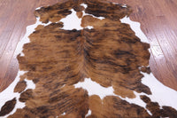 Thumbnail for Brindle Brown & White Natural Cowhide Rug - XLarge 7'10