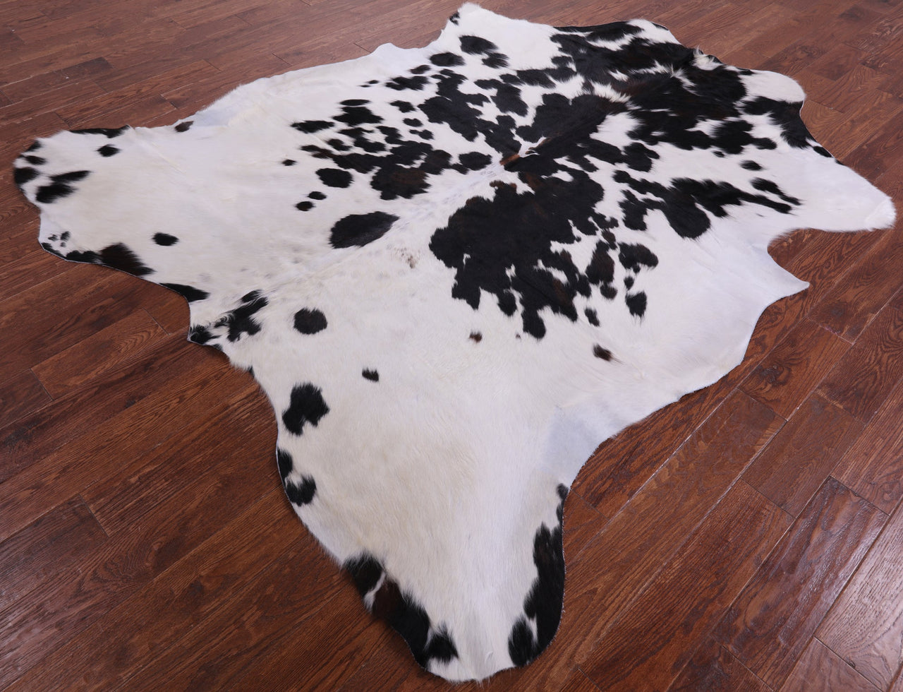 Black & White Natural Cowhide Rug - XLarge 7'10"H x 6'10"W