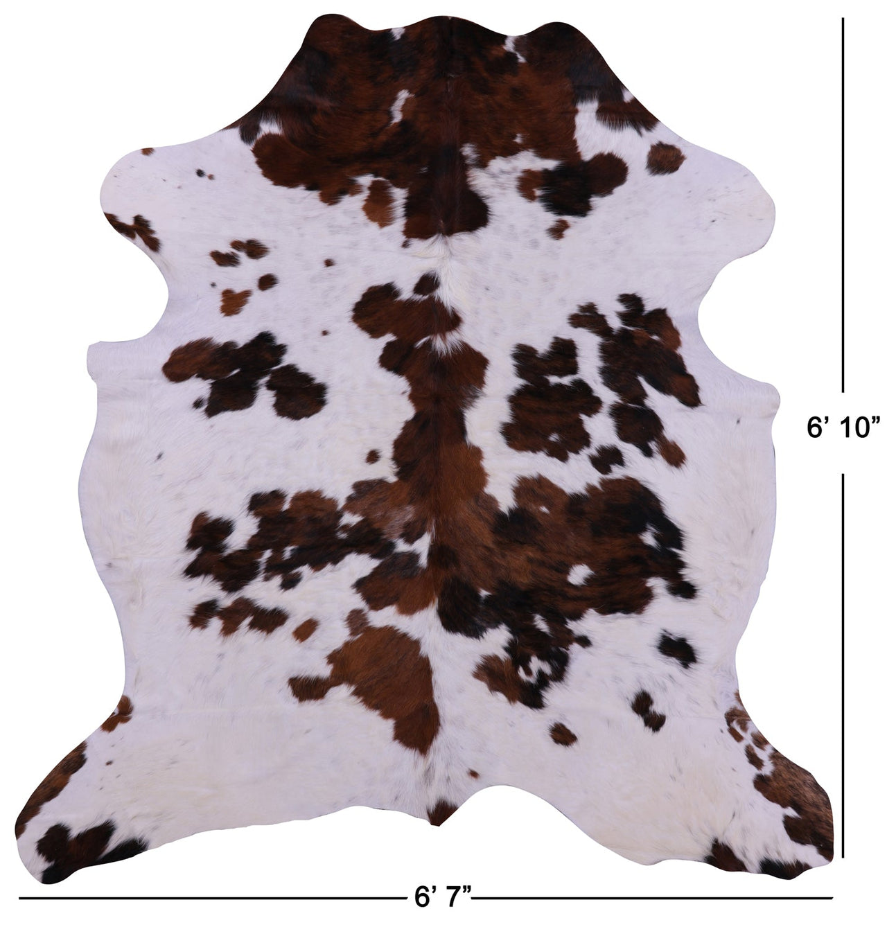 Brown & White Natural Cowhide Rug - Medium 6'10"H x 6'7"W