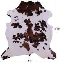 Thumbnail for Brown & White Natural Cowhide Rug - Medium 6'10