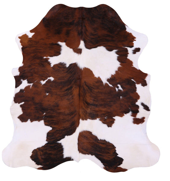 Brown & White Natural Cowhide Rug - Medium 6'5"H x 6'0"W