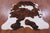 Brown & White Natural Cowhide Rug - Medium 6'5"H x 6'0"W