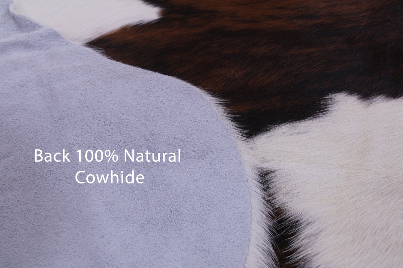 Brown & White Natural Cowhide Rug - Medium 6'5"H x 6'0"W