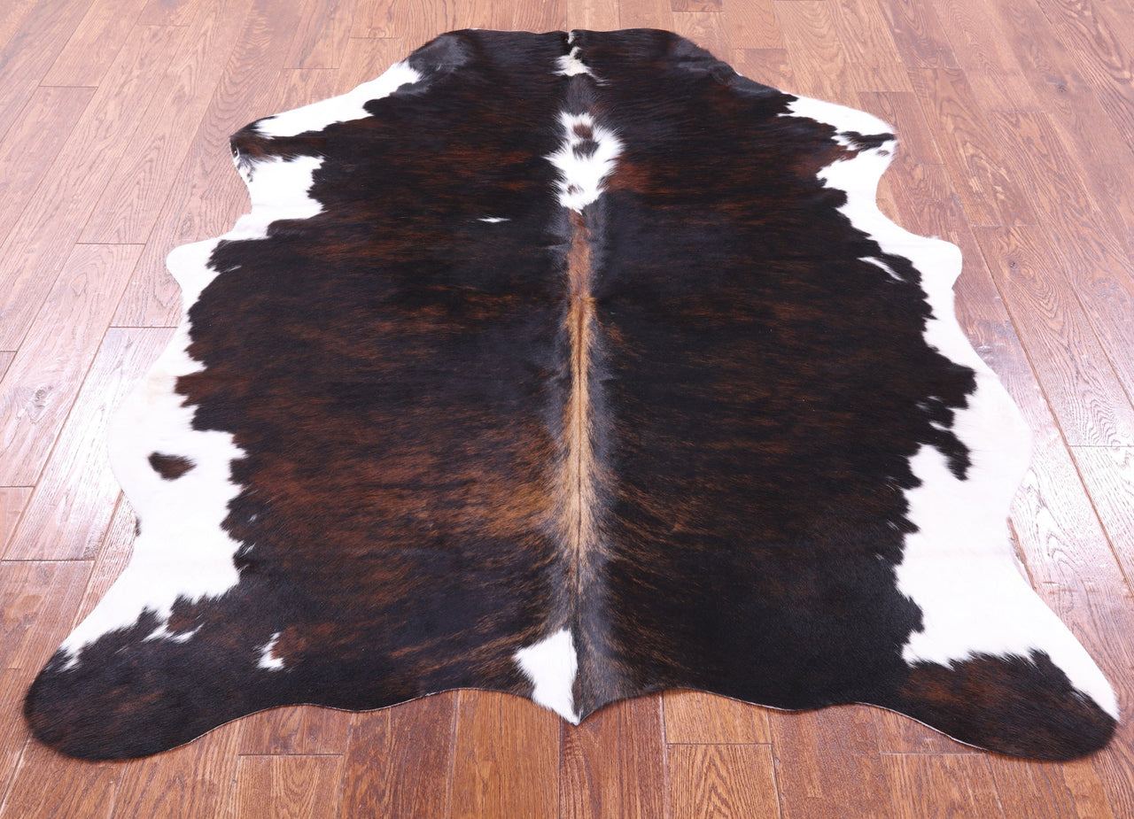 Brindle Tricolor Natural Cowhide Rug - Medium 5'9"H x 5'5"W