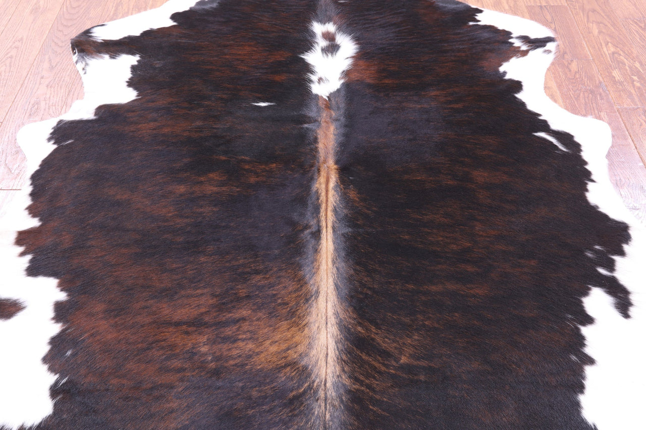 Brindle Tricolor Natural Cowhide Rug - Medium 5'9"H x 5'5"W