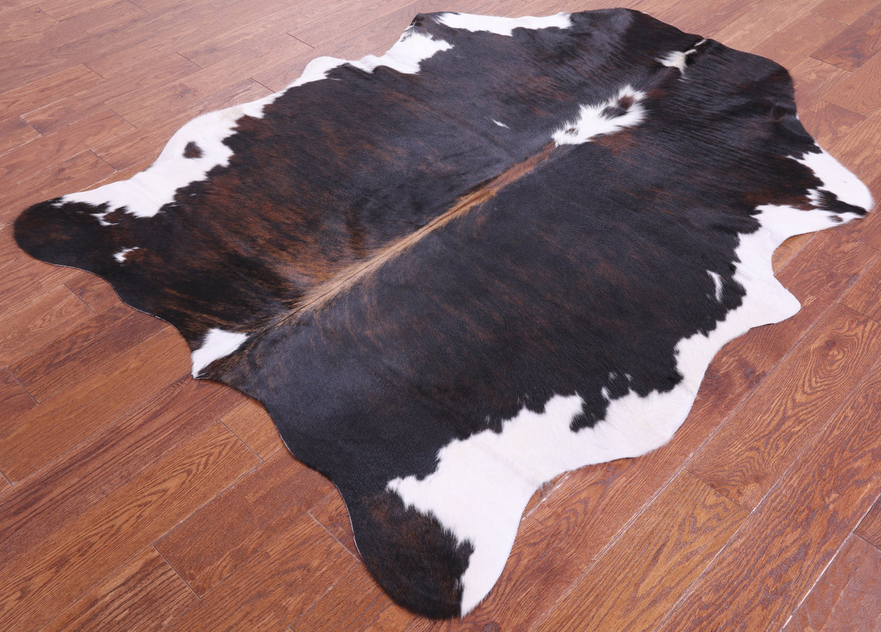 Brindle Tricolor Natural Cowhide Rug - Medium 5'9"H x 5'5"W