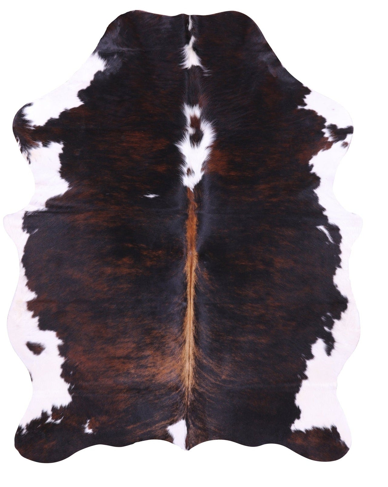 Brindle Tricolor Natural Cowhide Rug - Medium 5'9"H x 5'5"W