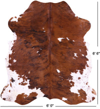 Thumbnail for Brown & White Natural Cowhide Rug - Medium 6'6