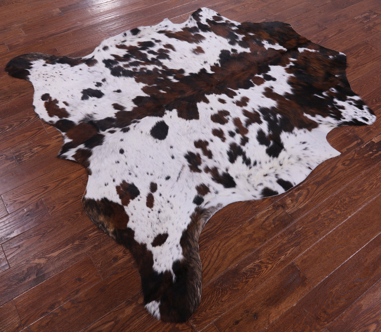 Brown & White Natural Cowhide Rug - Medium 6'7"H x 6'8"W