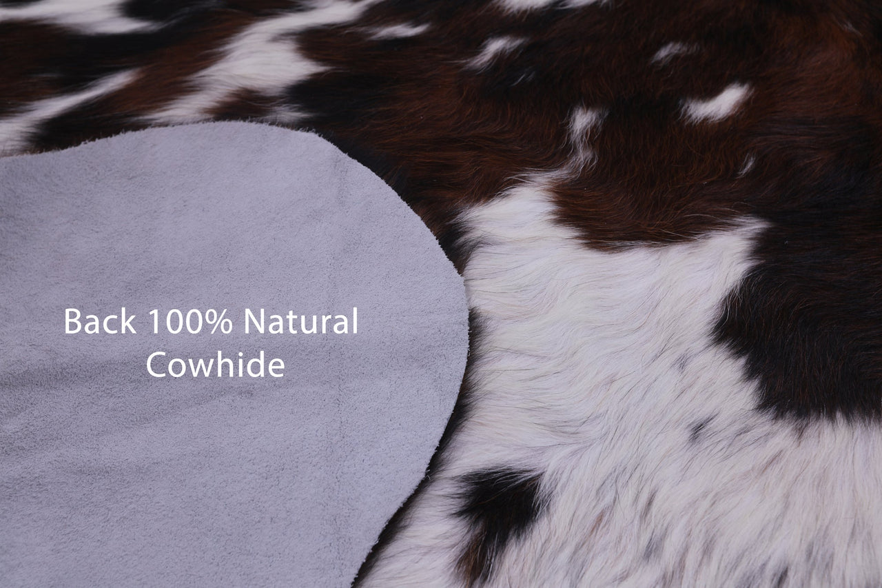 Brown & White Natural Cowhide Rug - Medium 6'7"H x 6'8"W