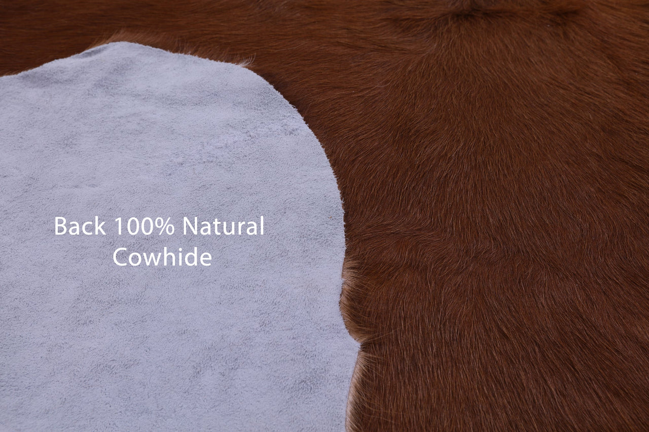 Brown & White Natural Cowhide Rug - Large 6'5"H x 5'3"W