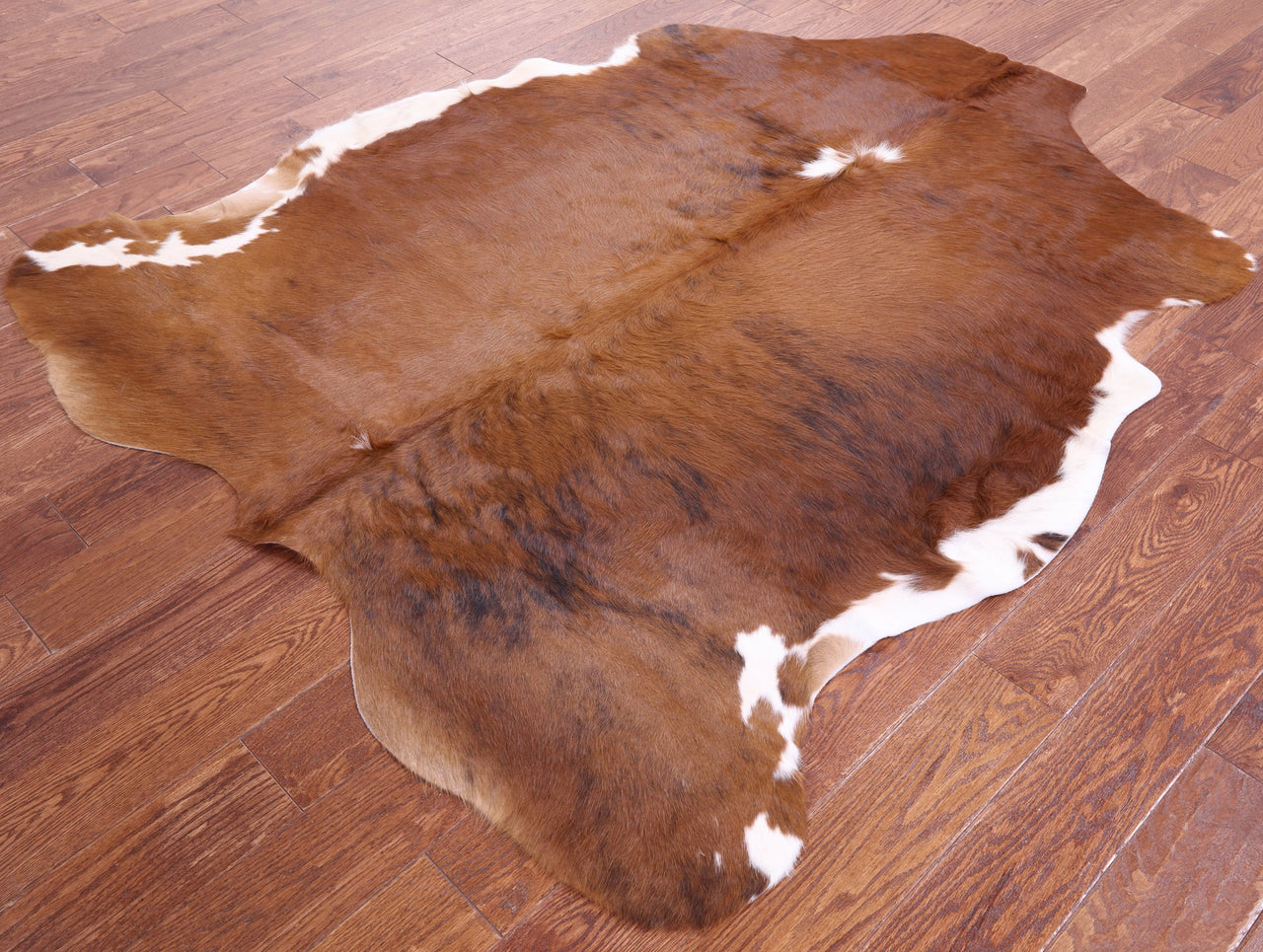 Brown & White Natural Cowhide Rug - Large 6'5"H x 5'3"W