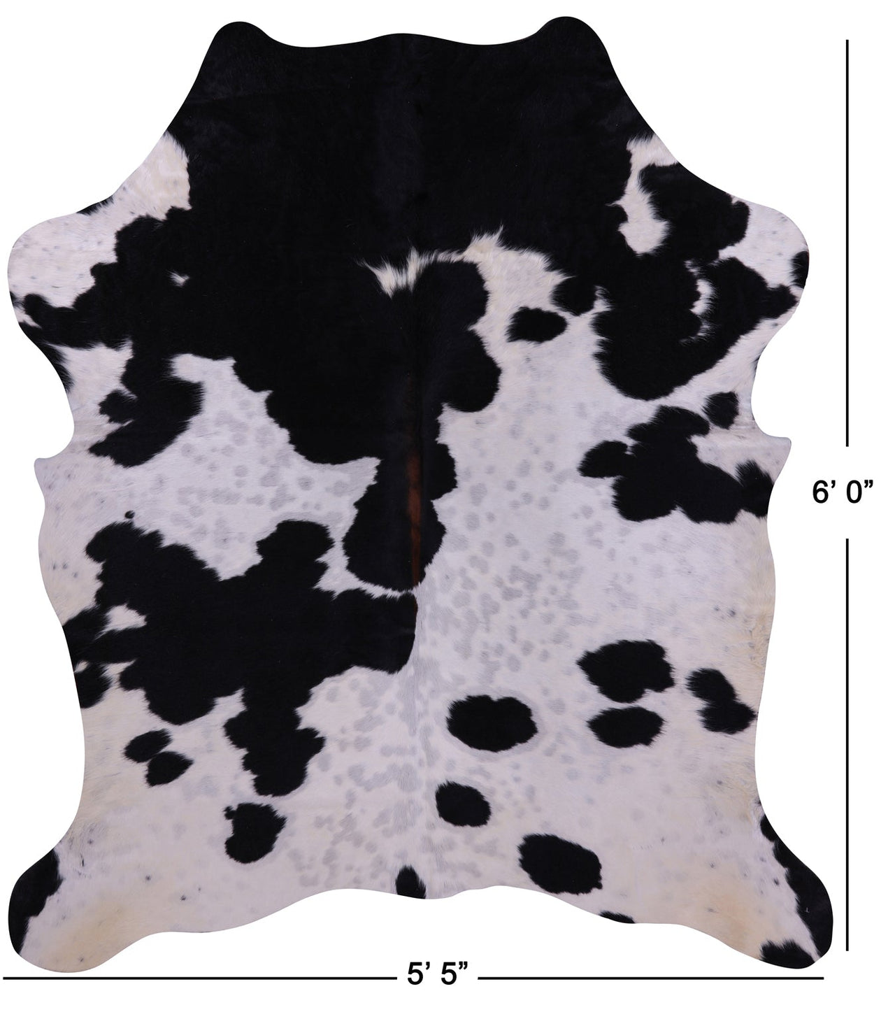 Black & White Natural Cowhide Rug - Medium 6'0"H x 5'5"W