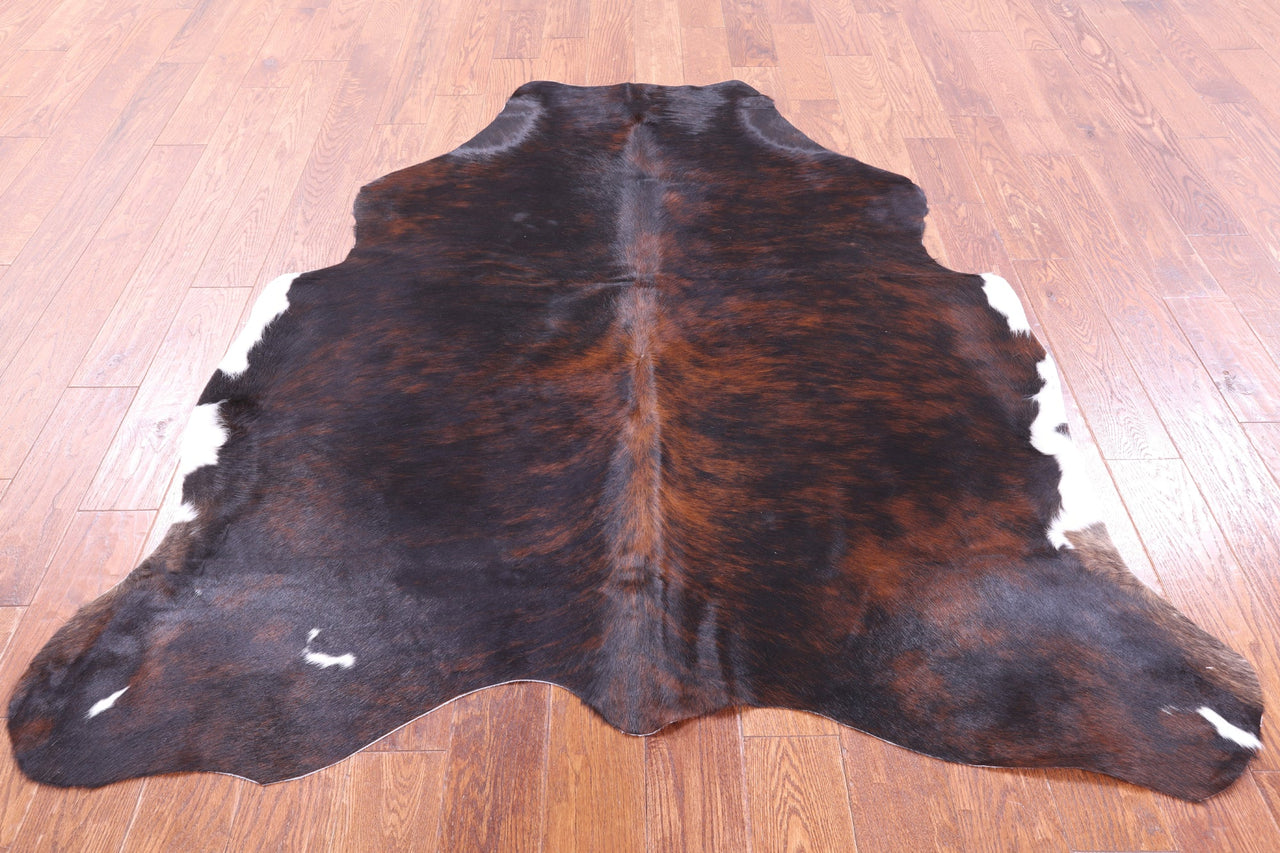 Brindle Tricolor Natural Cowhide Rug - Medium 6'2"H x 5'7"W