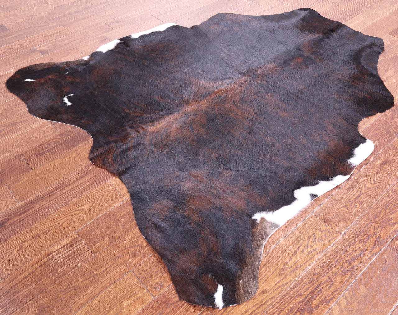 Brindle Tricolor Natural Cowhide Rug - Medium 6'2"H x 5'7"W