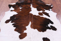 Thumbnail for Brown & White Natural Cowhide Rug - Medium 6'8