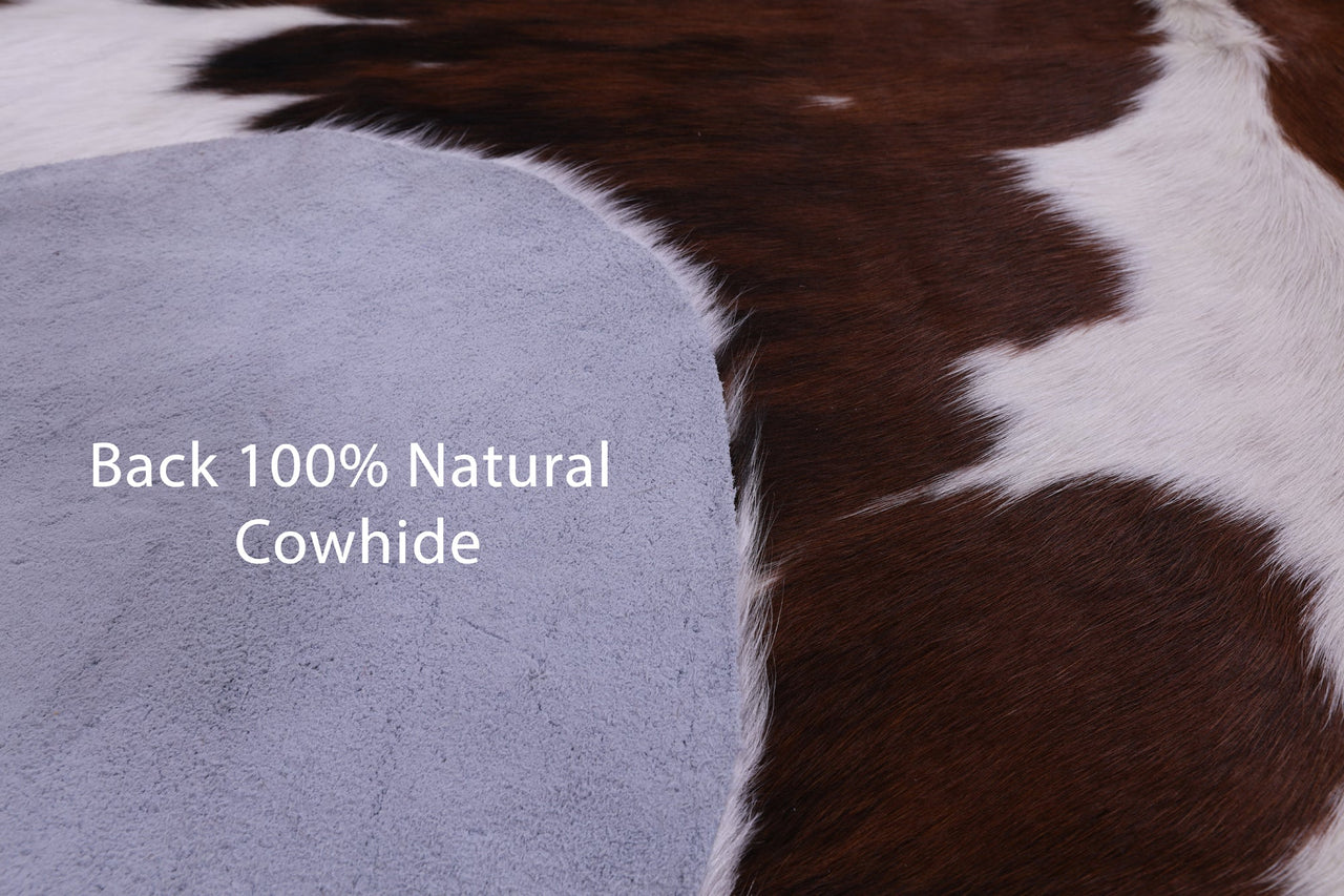 Brown & White Natural Cowhide Rug - Large 6'8"H x 5'7"W