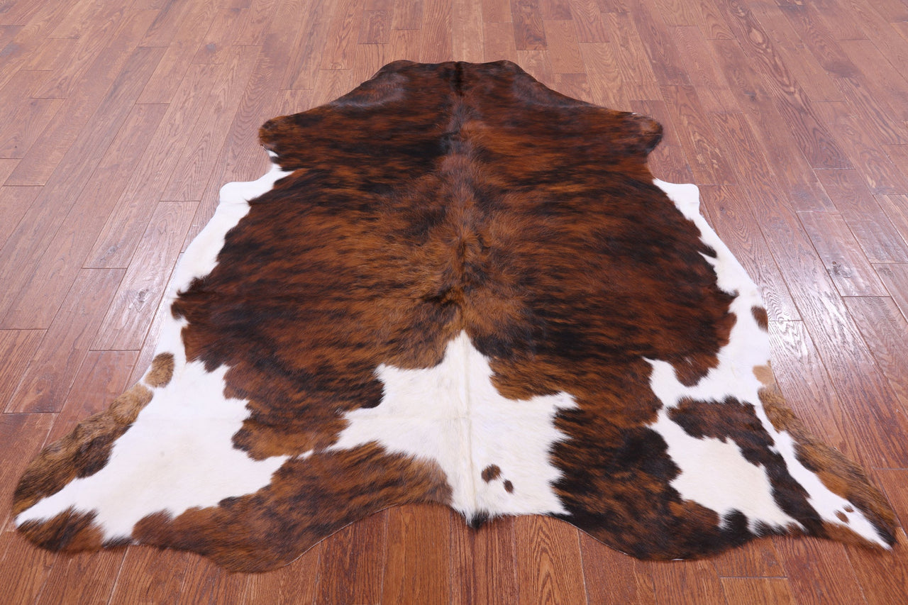 Brindle Tricolor Natural Cowhide Rug - Medium 6'5"H x 6'0"W