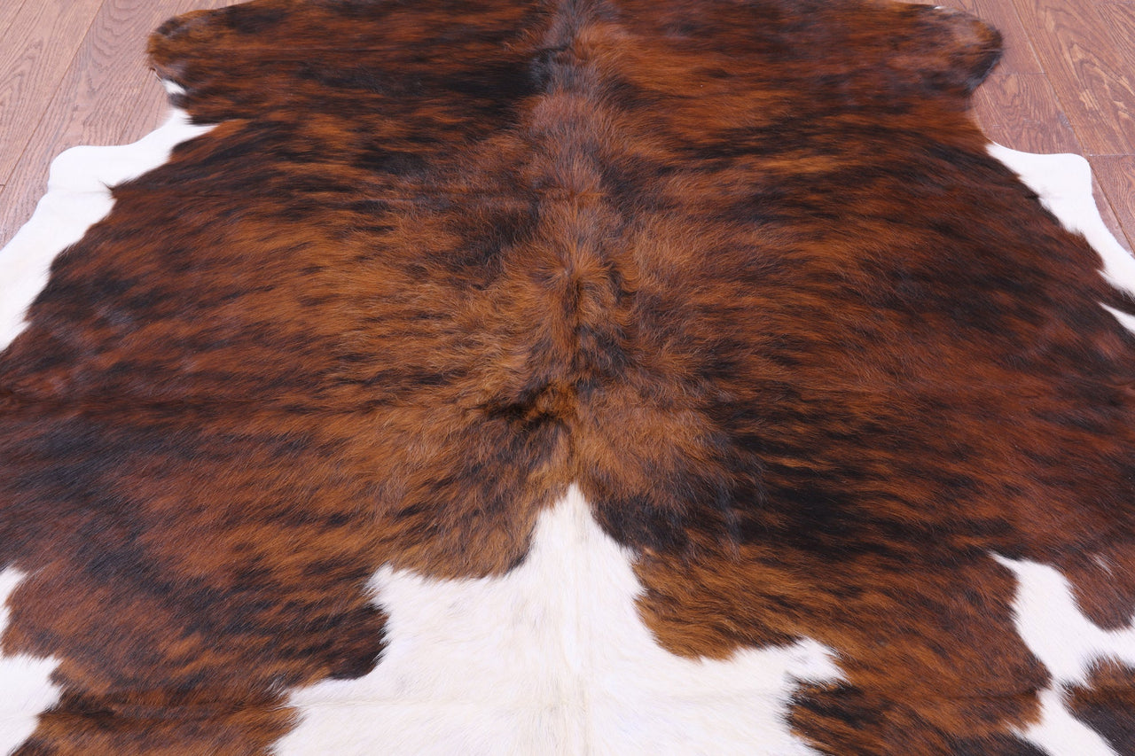 Brindle Tricolor Natural Cowhide Rug - Medium 6'5"H x 6'0"W