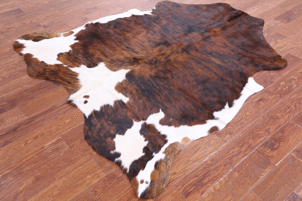 Brindle Tricolor Natural Cowhide Rug - Medium 6'5"H x 6'0"W