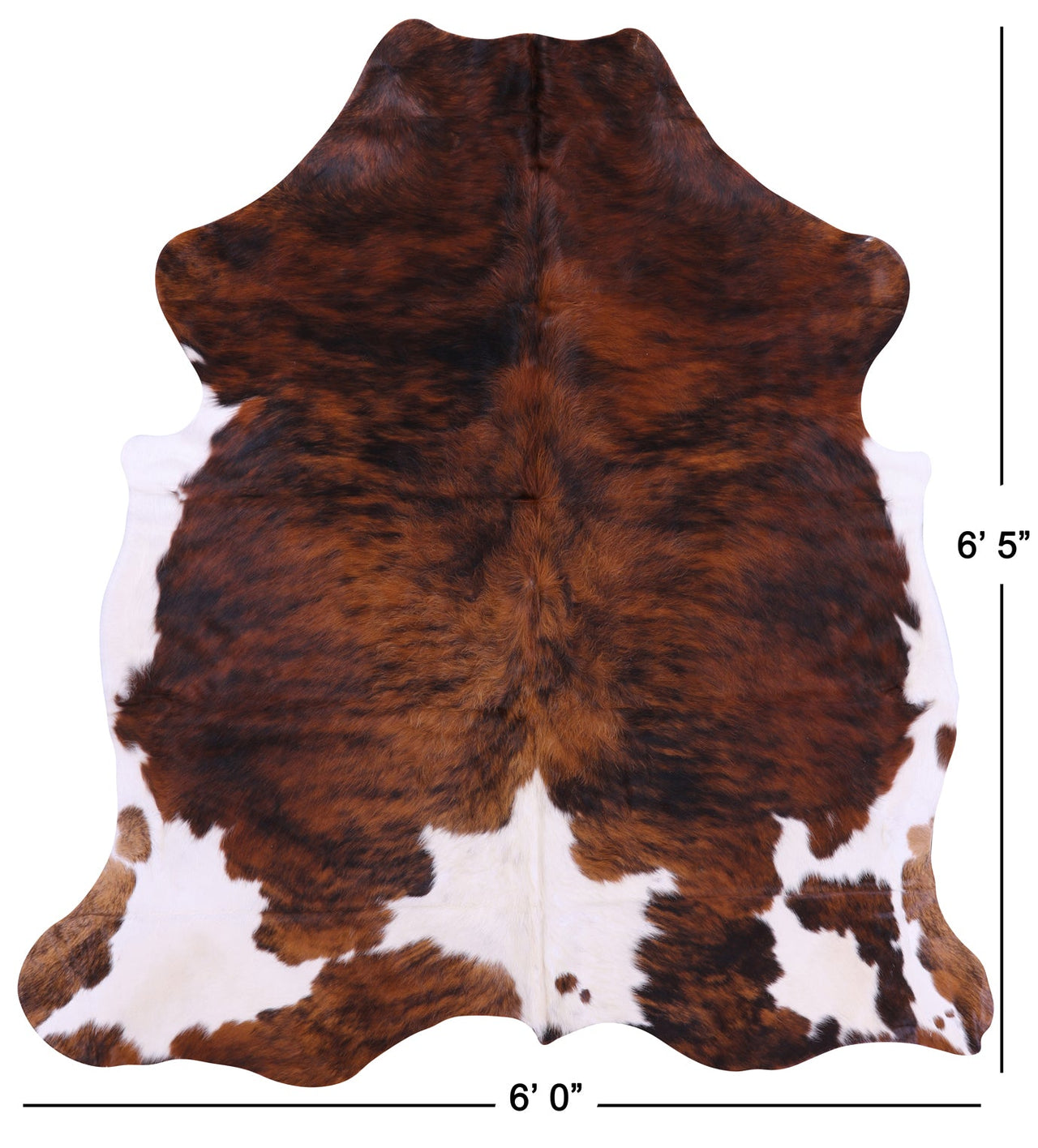 Brindle Tricolor Natural Cowhide Rug - Medium 6'5"H x 6'0"W