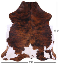 Thumbnail for Brindle Tricolor Natural Cowhide Rug - Large 6'5