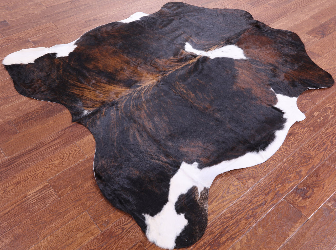 Brindle Tricolor Natural Cowhide Rug - Medium 6'4"H x 6'0"W