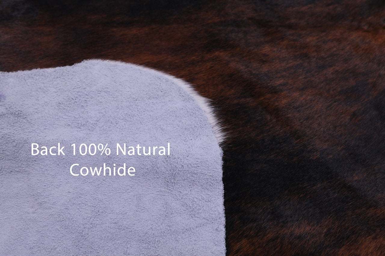 Brindle Tricolor Natural Cowhide Rug - Medium 6'4"H x 6'0"W