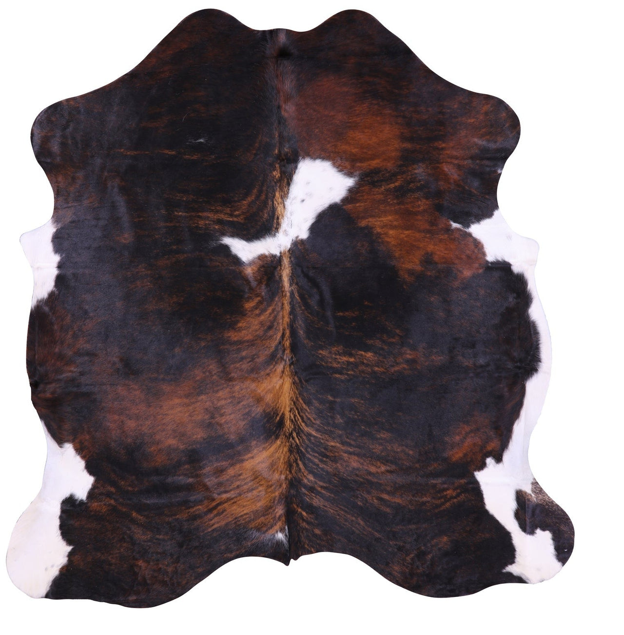 Brindle Tricolor Natural Cowhide Rug - Medium 6'4"H x 6'0"W