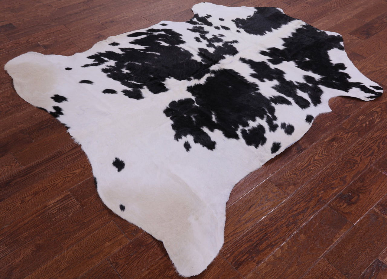 Black & White Natural Cowhide Rug - Large 6'6"H x 6'1"W