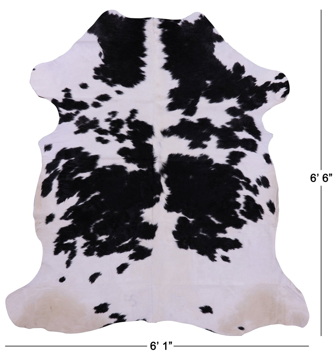 Black & White Natural Cowhide Rug - Medium 6'6"H x 6'1"W