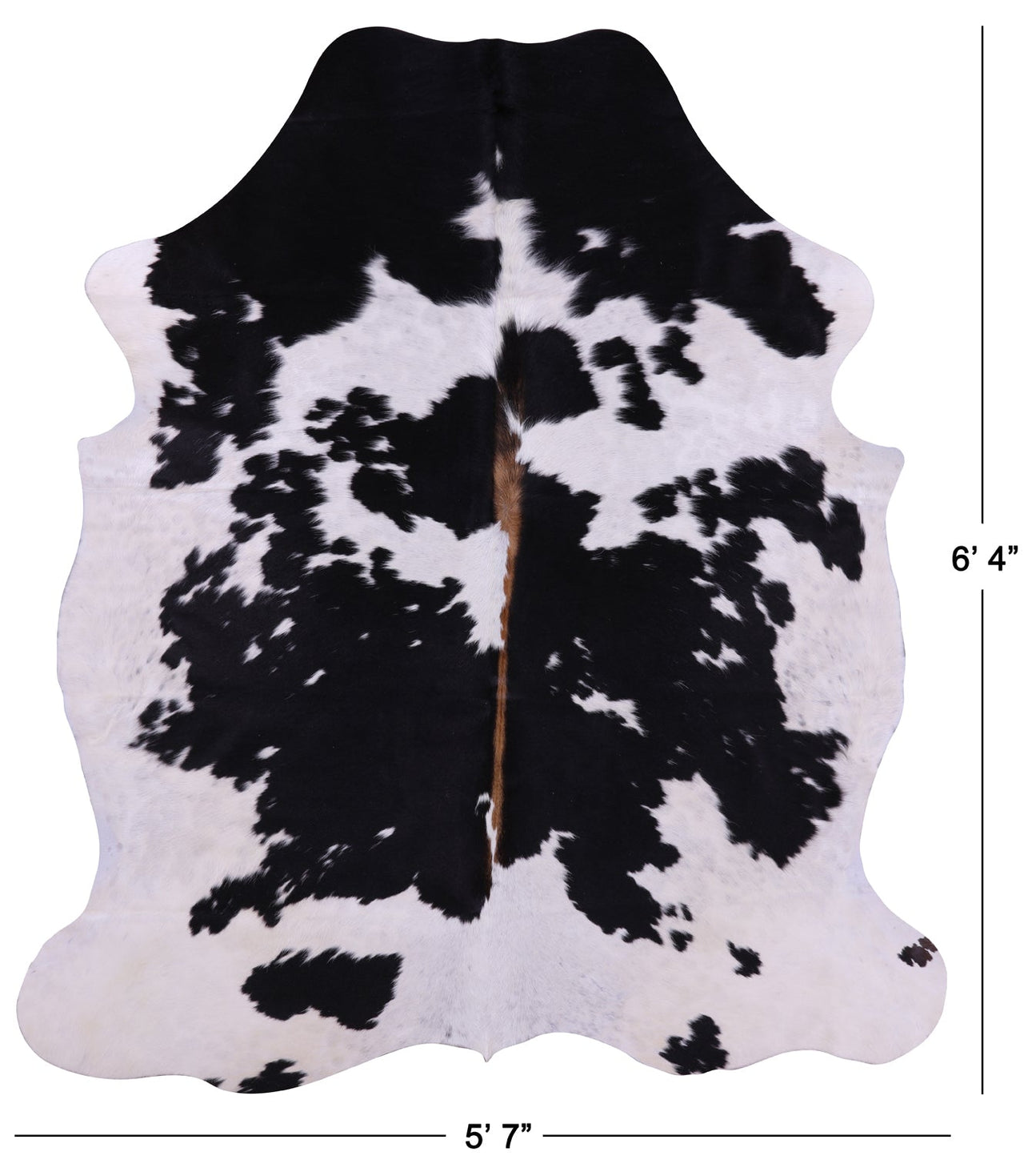 Black & White Natural Cowhide Rug - Large 6'4"H x 5'7"W