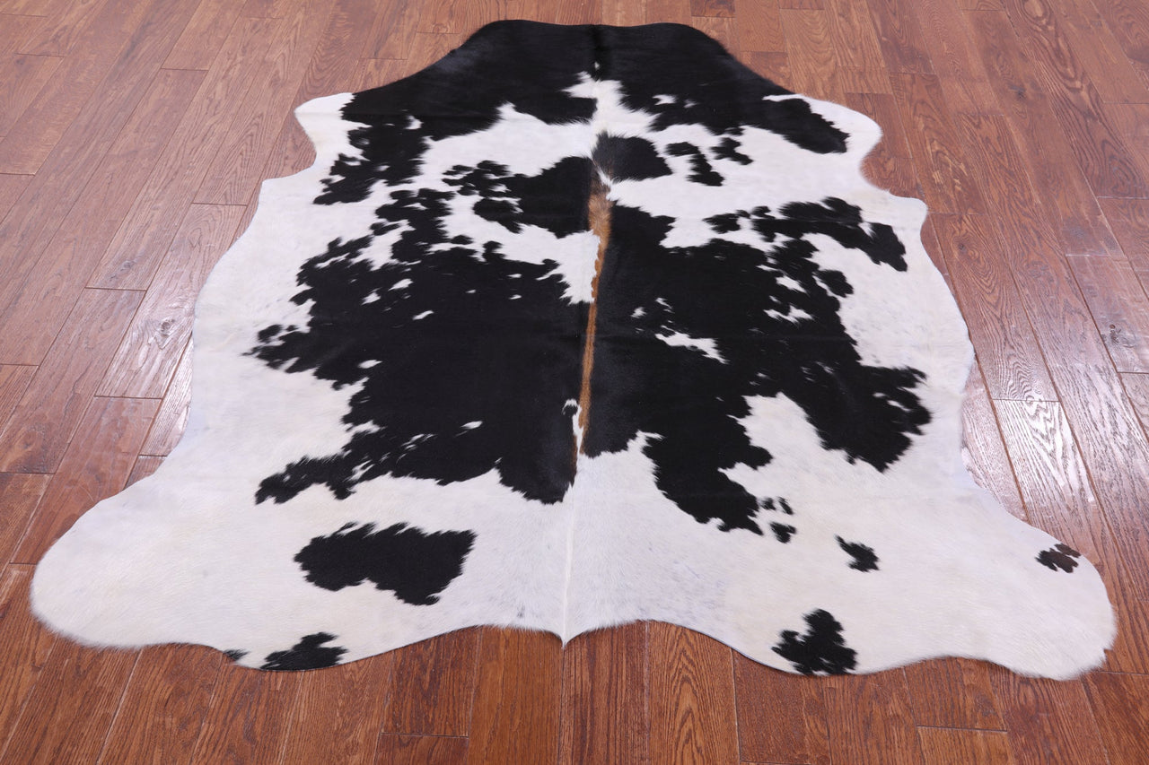 Black & White Natural Cowhide Rug - Medium 6'4"H x 5'7"W