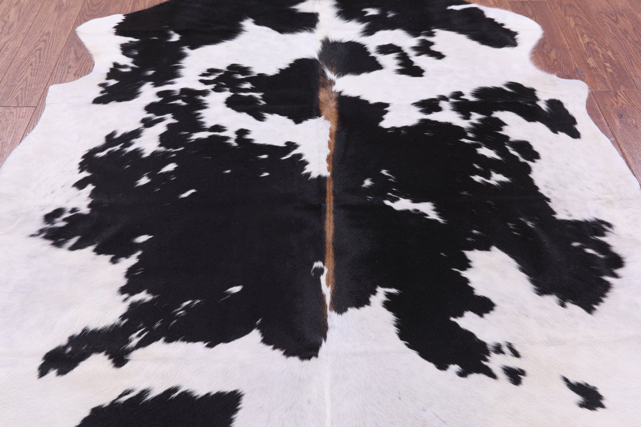 Black & White Natural Cowhide Rug - Large 6'4"H x 5'7"W