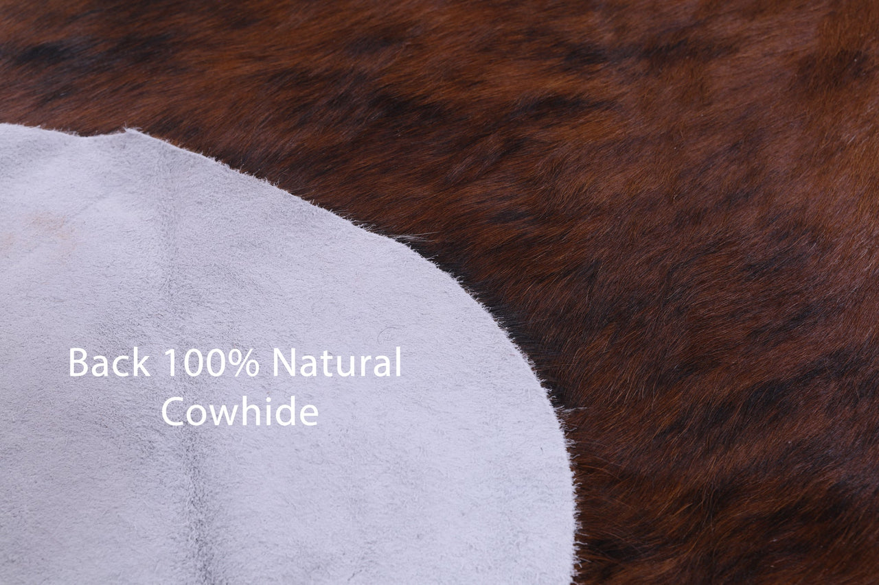 Brown & White Natural Cowhide Rug - Medium 6'11"H x 6'0"W