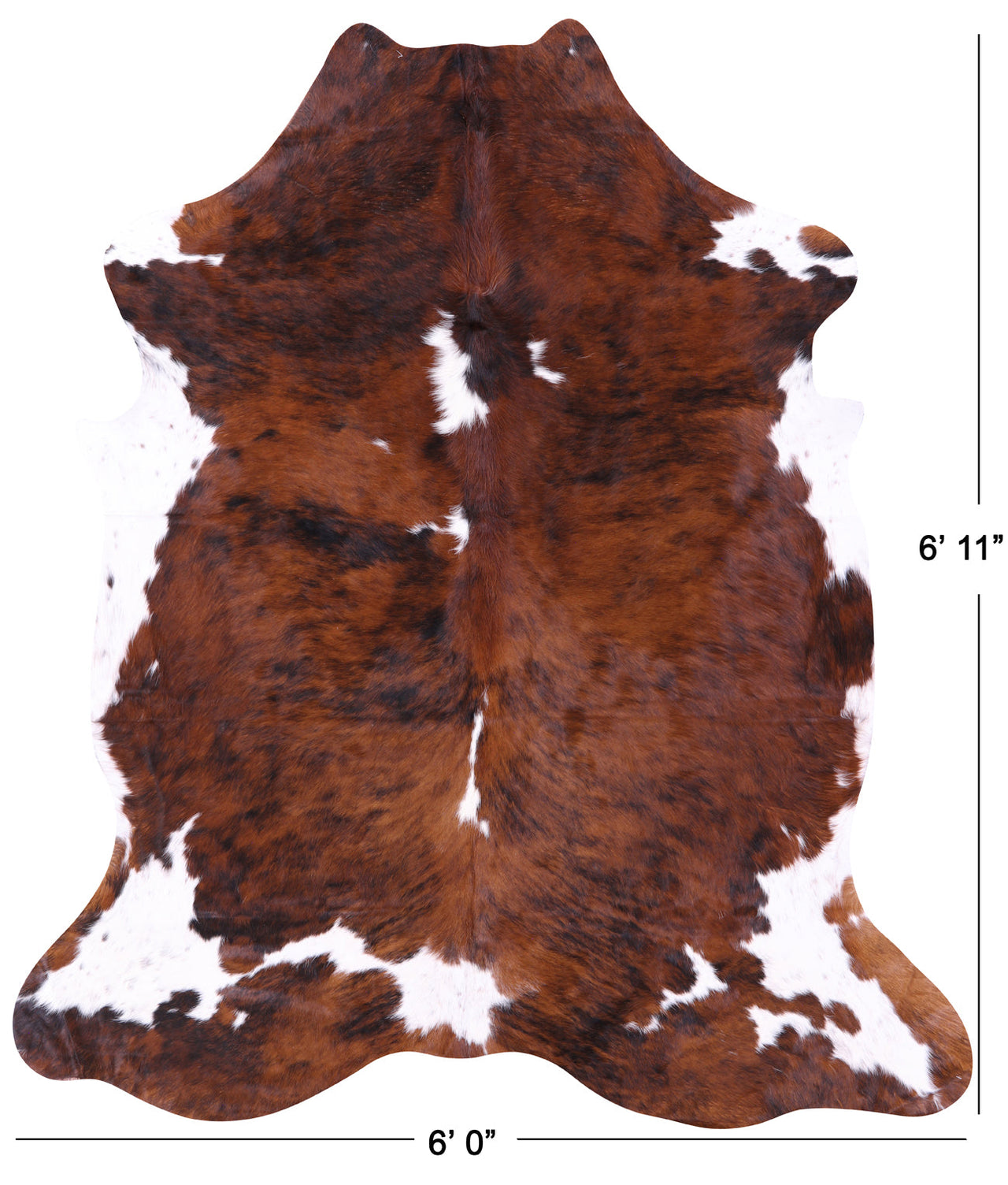 Brown & White Natural Cowhide Rug - Medium 6'11"H x 6'0"W