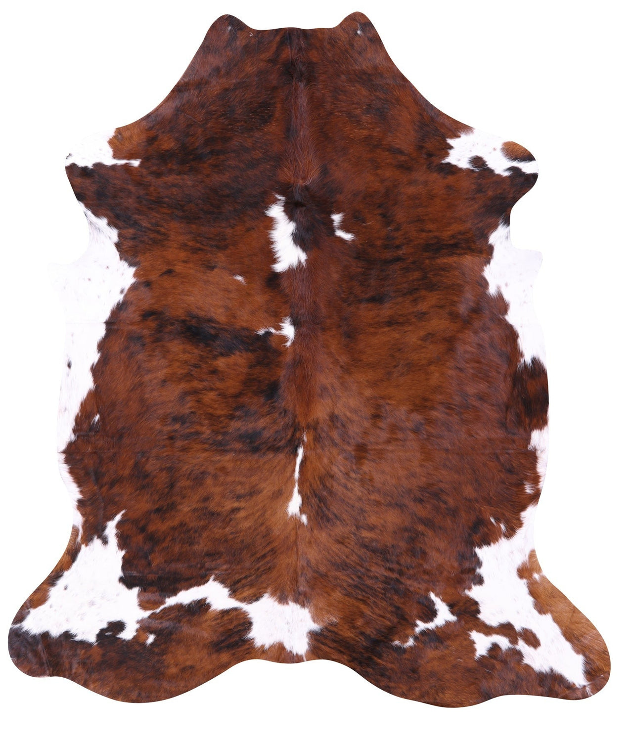 Brown & White Natural Cowhide Rug - Medium 6'11"H x 6'0"W