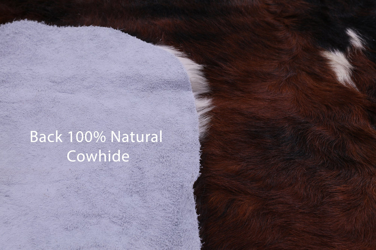 Tricolor Natural Cowhide Rug - Medium 6'10"H x 6'2"W